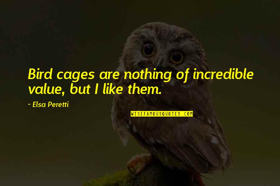 Bird Cages Quotes By Elsa Peretti: Bird cages are nothing of incredible value, but Bird Cages Quotes By Elsa Peretti: Bird cages are nothing of incredible value, but