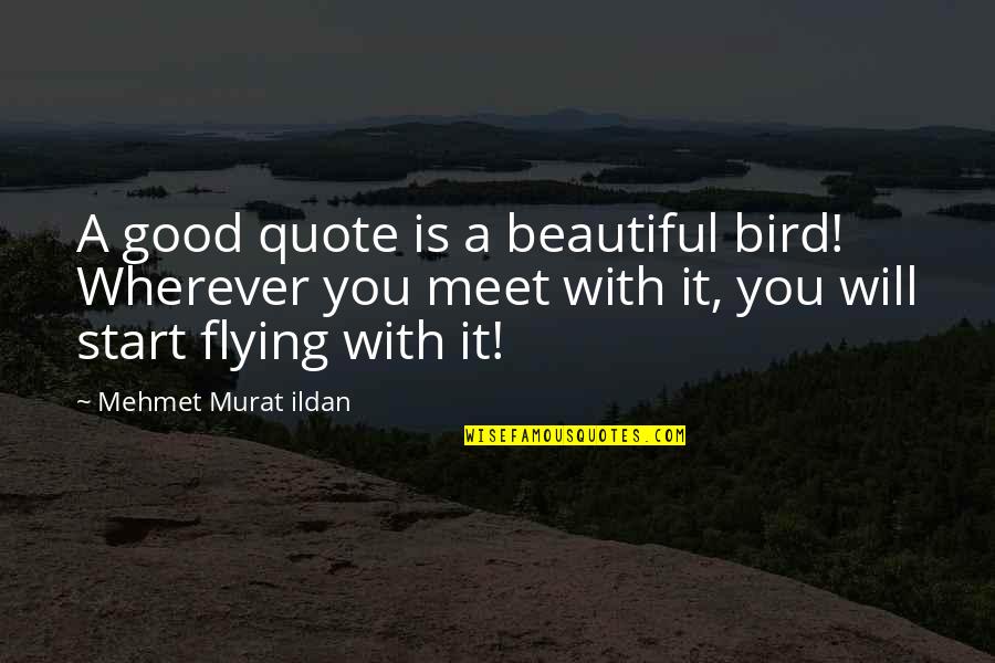 Bird Flying Quote Quotes By Mehmet Murat Ildan: A good quote is a beautiful bird! Wherever