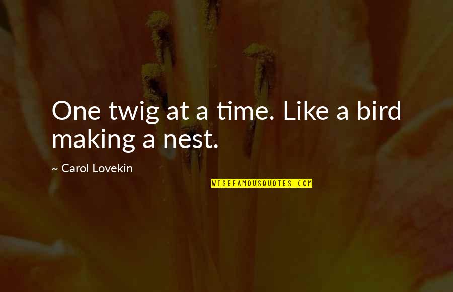 Bird Life Quotes By Carol Lovekin: One twig at a time. Like a bird
