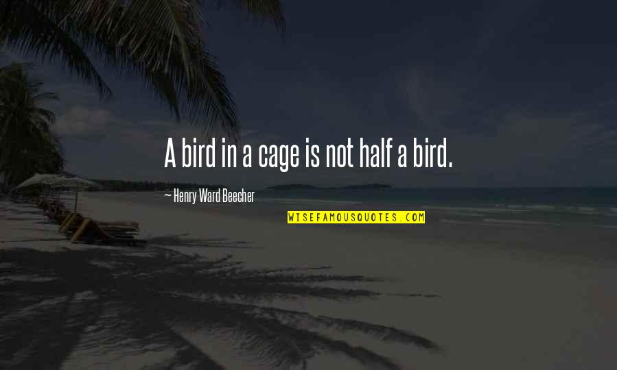 Bird Out Of Cage Quotes By Henry Ward Beecher: A bird in a cage is not half