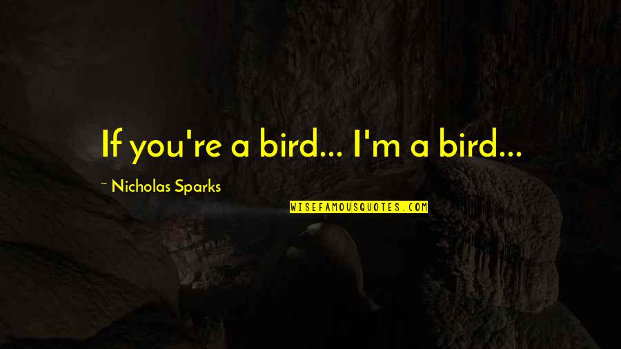 Bird Quotes By Nicholas Sparks: If you're a bird... I'm a bird...