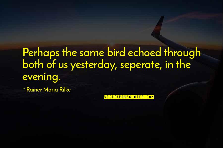 Bird Quotes By Rainer Maria Rilke: Perhaps the same bird echoed through both of