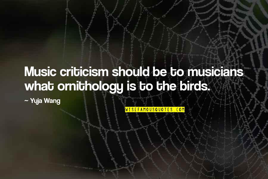 Bird Quotes By Yuja Wang: Music criticism should be to musicians what ornithology