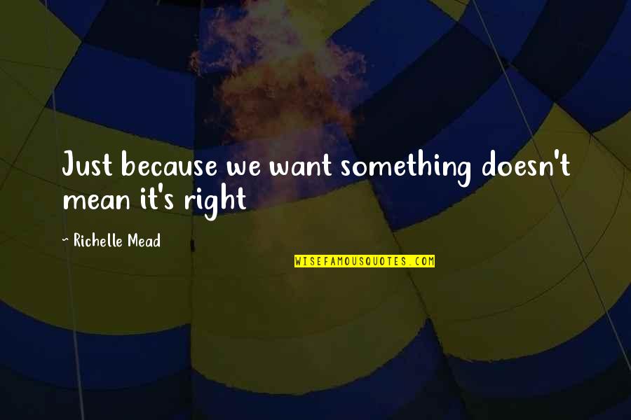 Bird Watchers Quotes By Richelle Mead: Just because we want something doesn't mean it's