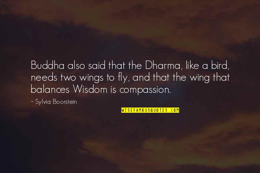 Bird Wing Quotes By Sylvia Boorstein: Buddha also said that the Dharma, like a