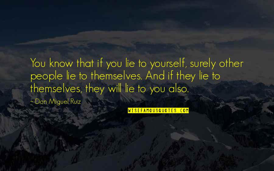 Birdcages Quotes By Don Miguel Ruiz: You know that if you lie to yourself,