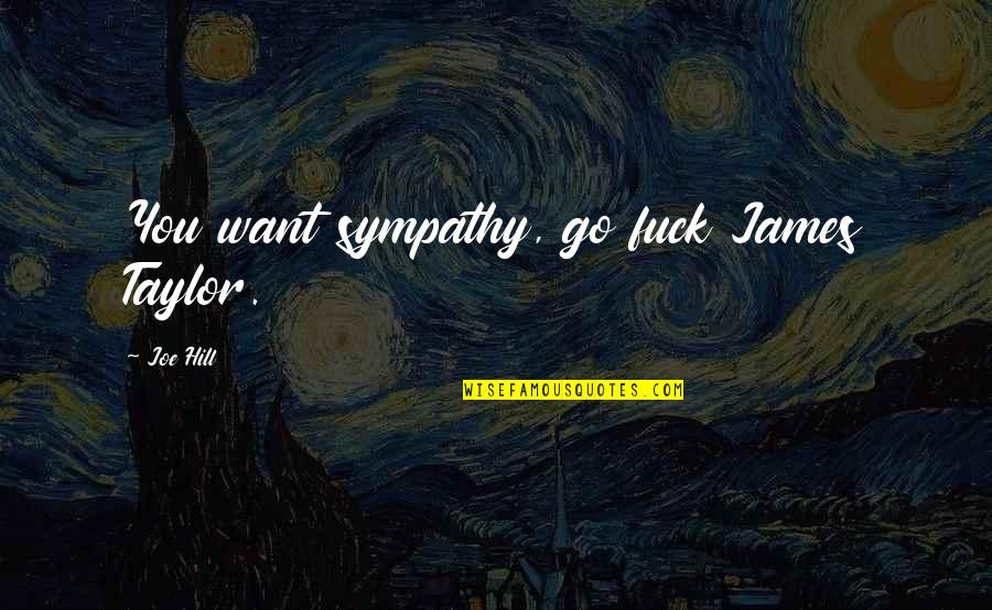 Birden Geldin Quotes By Joe Hill: You want sympathy, go fuck James Taylor.
