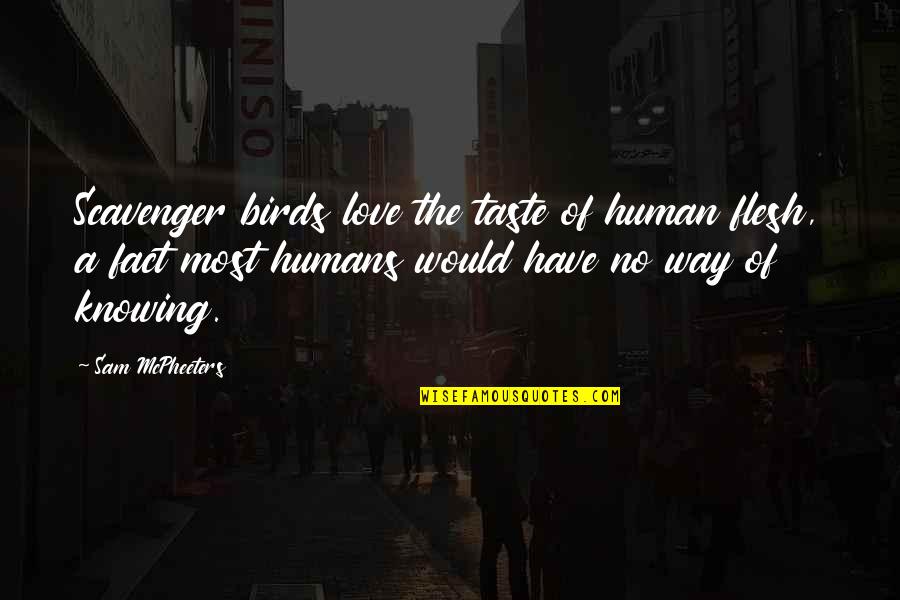 Birds And Humans Quotes By Sam McPheeters: Scavenger birds love the taste of human flesh,