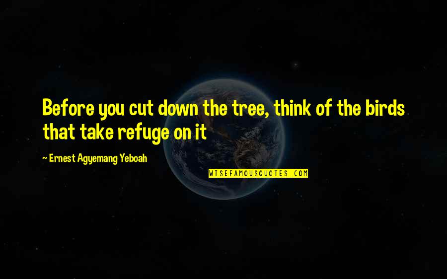 Birds And Life Quotes By Ernest Agyemang Yeboah: Before you cut down the tree, think of