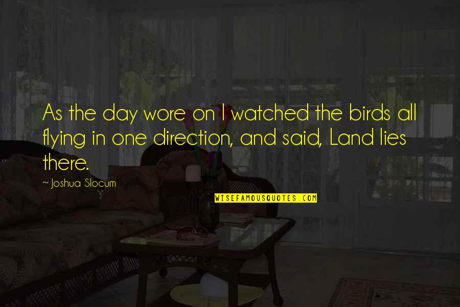 Birds Flying Quotes By Joshua Slocum: As the day wore on I watched the