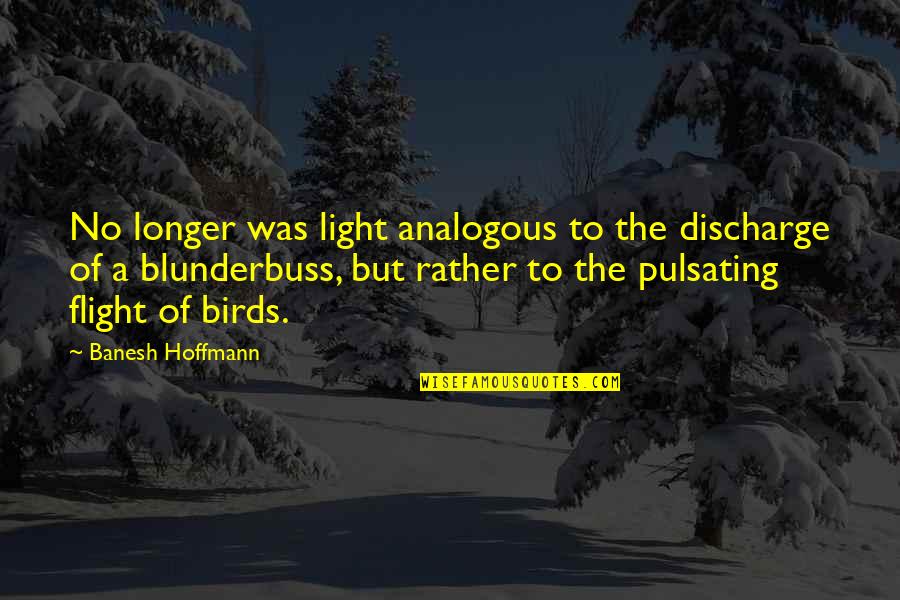 Birds In Flight Quotes By Banesh Hoffmann: No longer was light analogous to the discharge