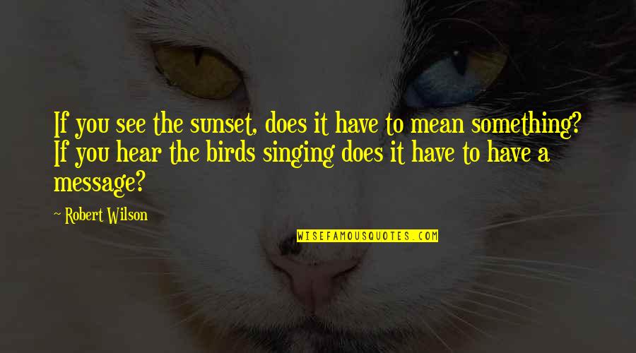 Birds Singing Quotes By Robert Wilson: If you see the sunset, does it have