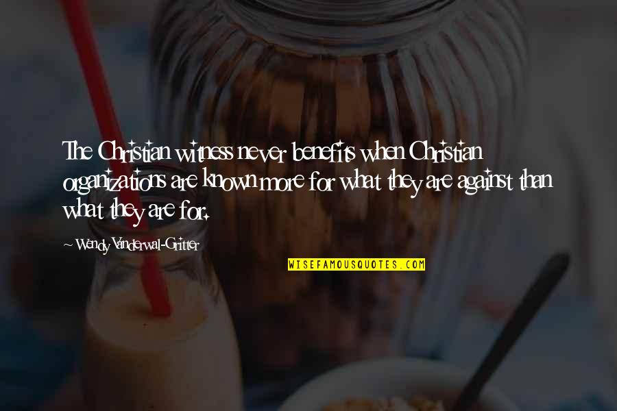 Birinci Mesrutiyet Quotes By Wendy Vanderwal-Gritter: The Christian witness never benefits when Christian organizations