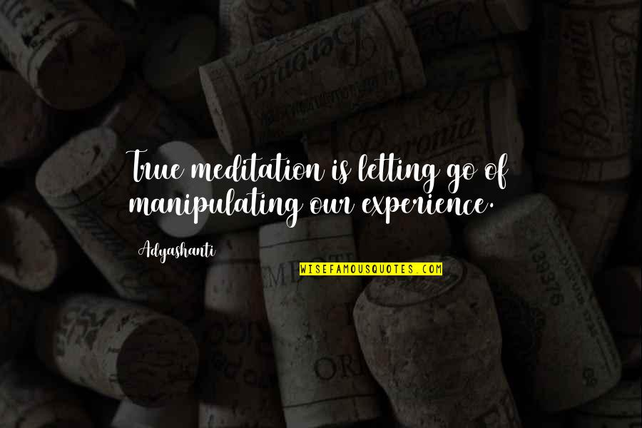 Birkenhead Drill Quotes By Adyashanti: True meditation is letting go of manipulating our