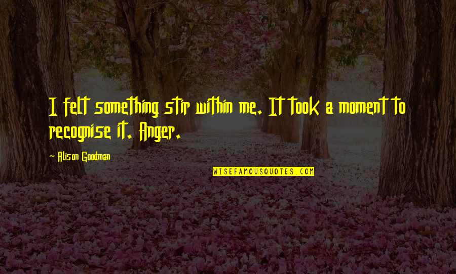 Birmania Noticias Quotes By Alison Goodman: I felt something stir within me. It took