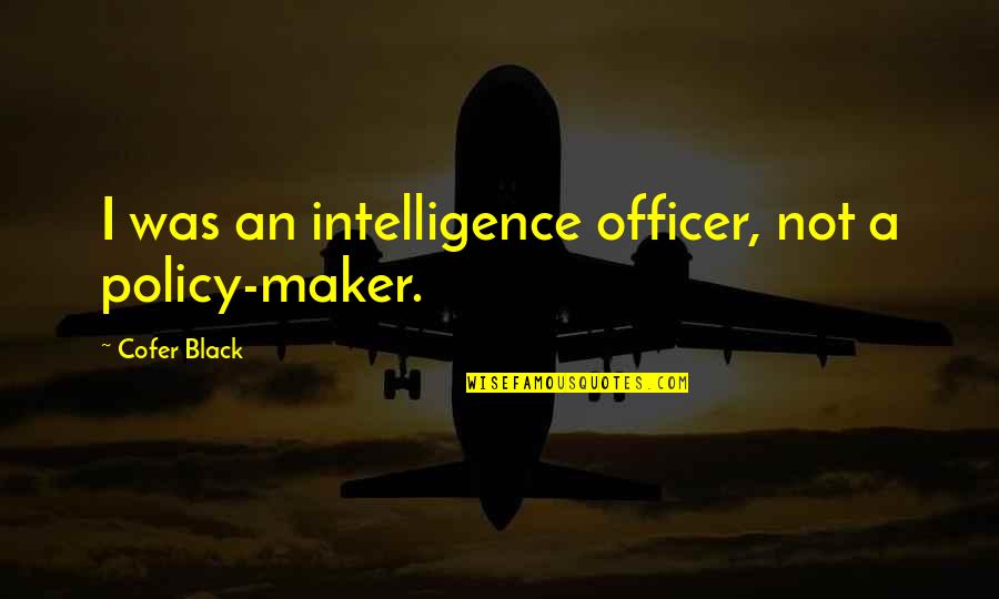 Birtalan Istv N Quotes By Cofer Black: I was an intelligence officer, not a policy-maker.