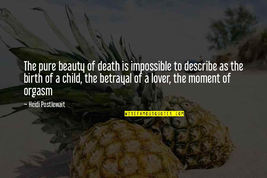 Birth Of Child Quotes By Heidi Postlewait: The pure beauty of death is impossible to