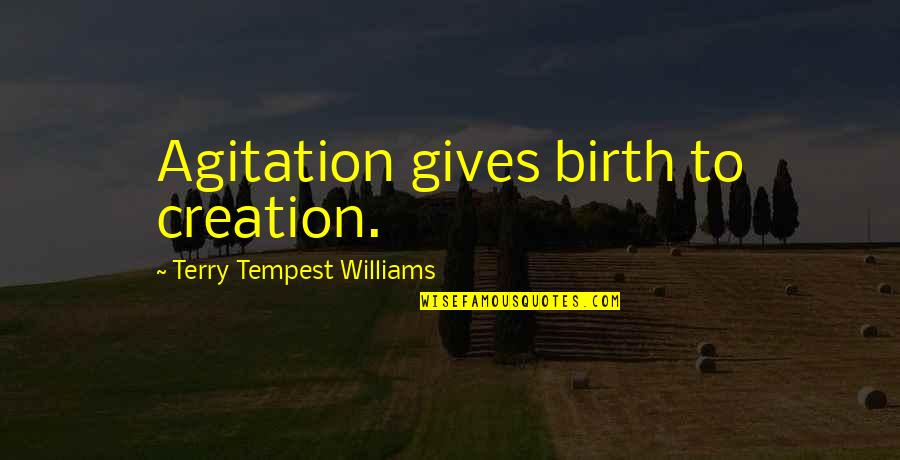 Birth To Quotes By Terry Tempest Williams: Agitation gives birth to creation. Birth To Quotes By Terry Tempest Williams: Agitation gives birth to creation.