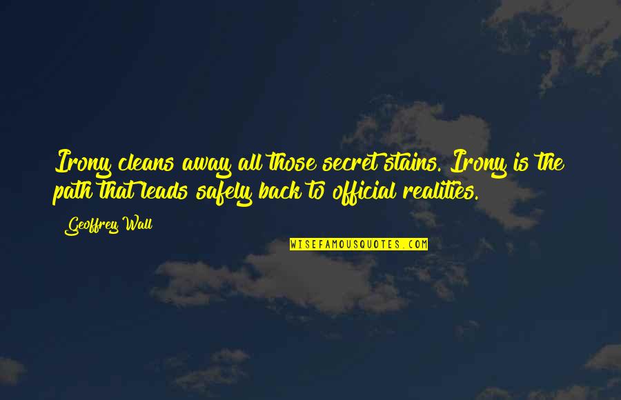 Birthday Death Quotes By Geoffrey Wall: Irony cleans away all those secret stains. Irony