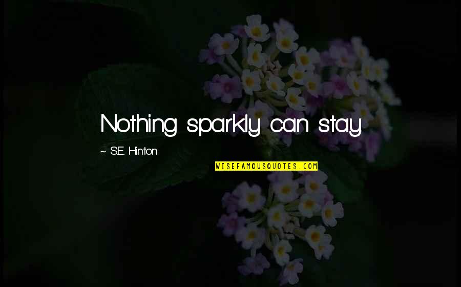 Birthdays For Him Quotes By S.E. Hinton: Nothing sparkly can stay. Birthdays For Him Quotes By S.E. Hinton: Nothing sparkly can stay.