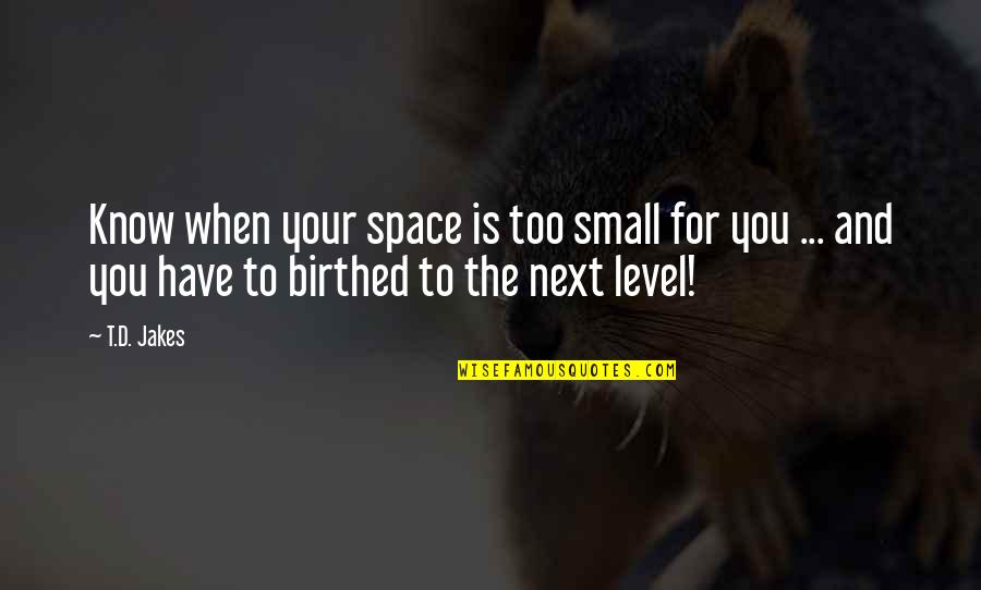 Birthed Quotes By T.D. Jakes: Know when your space is too small for