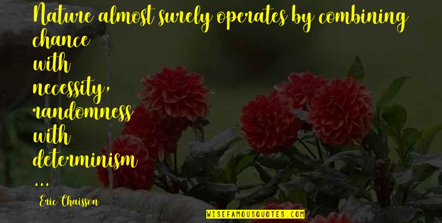 Birthed Synonym Quotes By Eric Chaisson: Nature almost surely operates by combining chance with Birthed Synonym Quotes By Eric Chaisson: Nature almost surely operates by combining chance with