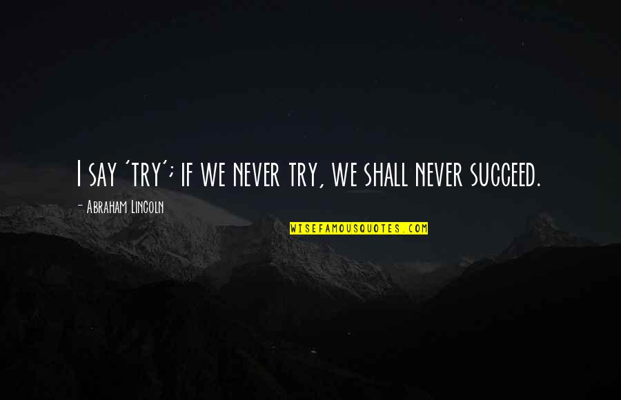 Birzer Obituaries Quotes By Abraham Lincoln: I say 'try'; if we never try, we Birzer Obituaries Quotes By Abraham Lincoln: I say 'try'; if we never try, we