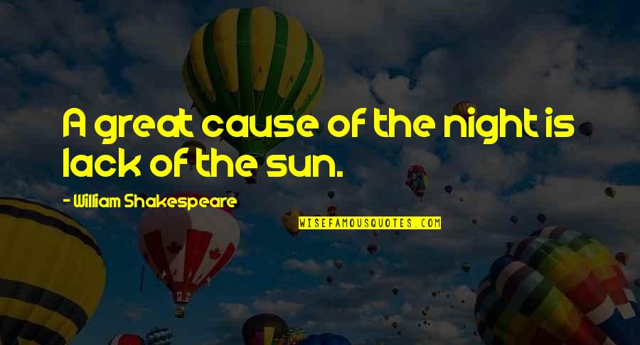 Bisaya Banat Love Quotes By William Shakespeare: A great cause of the night is lack