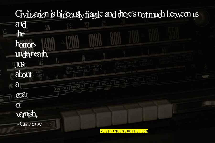 Bisaya Gimingaw Quotes By Carrie Snow: Civilization is hideously fragile and there's not much Bisaya Gimingaw Quotes By Carrie Snow: Civilization is hideously fragile and there's not much