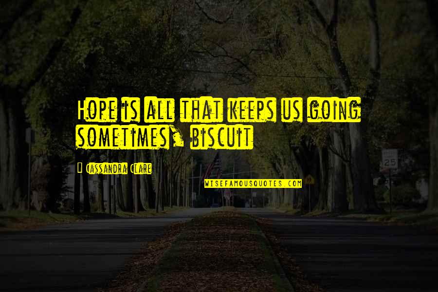 Biscuit Quotes By Cassandra Clare: Hope is all that keeps us going sometimes,