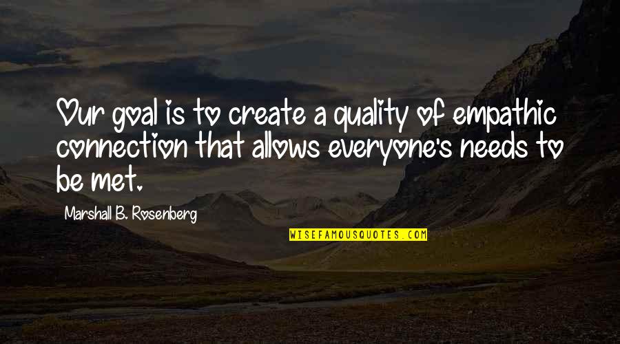 Bisher Quotes By Marshall B. Rosenberg: Our goal is to create a quality of