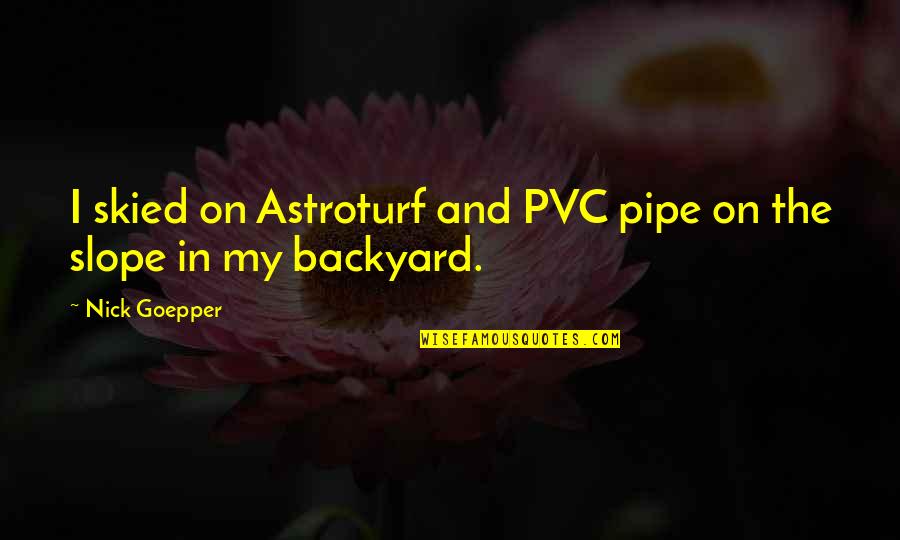 Bisignano Stone Quotes By Nick Goepper: I skied on Astroturf and PVC pipe on