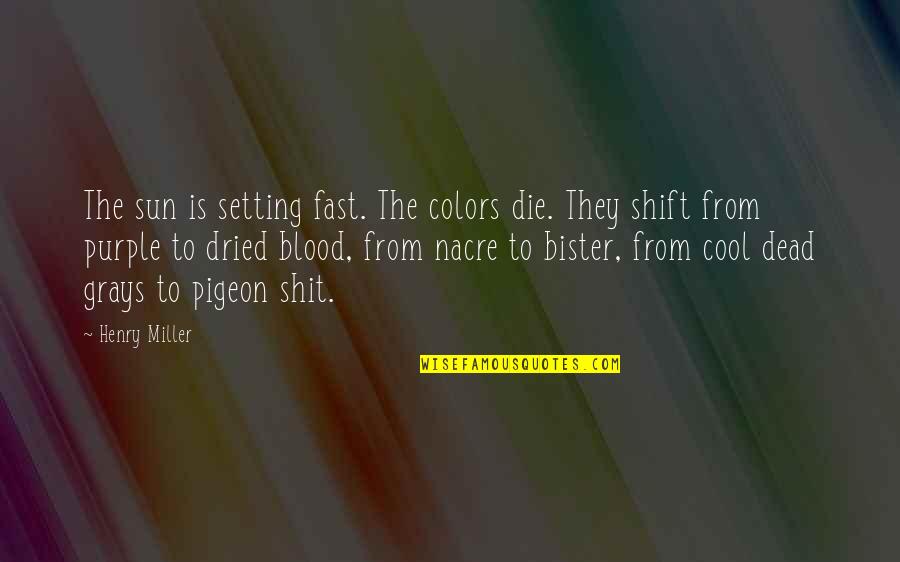 Bister Quotes By Henry Miller: The sun is setting fast. The colors die.