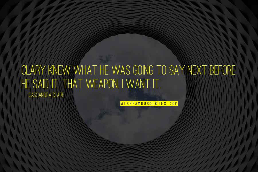 Bistline Willow Quotes By Cassandra Clare: Clary knew what he was going to say