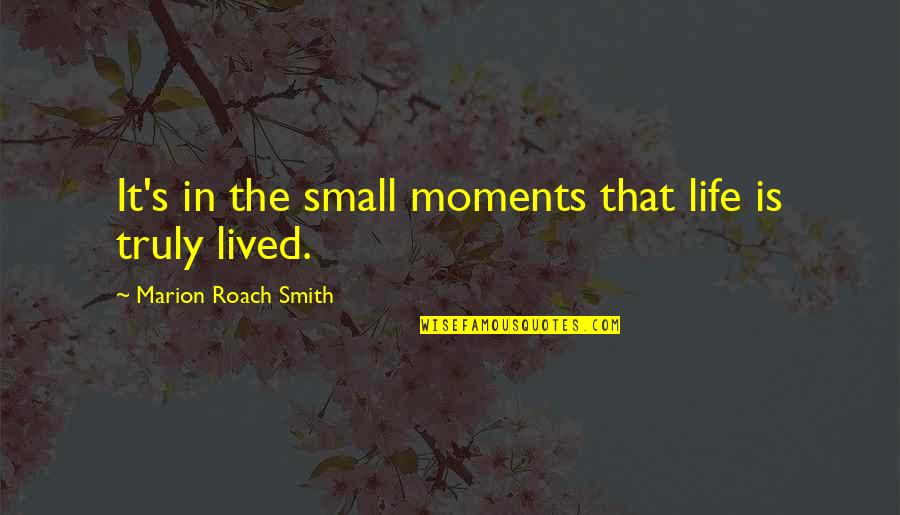 Bistritza Quotes By Marion Roach Smith: It's in the small moments that life is