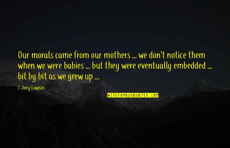 Bit By Bit Quotes By Joey Lawsin: Our morals came from our mothers ... we Bit By Bit Quotes By Joey Lawsin: Our morals came from our mothers ... we