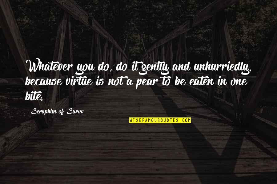 Bite You Quotes By Seraphim Of Sarov: Whatever you do, do it gently and unhurriedly,