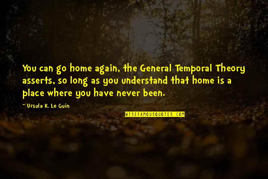 Bitmapped Screen Quotes By Ursula K. Le Guin: You can go home again, the General Temporal