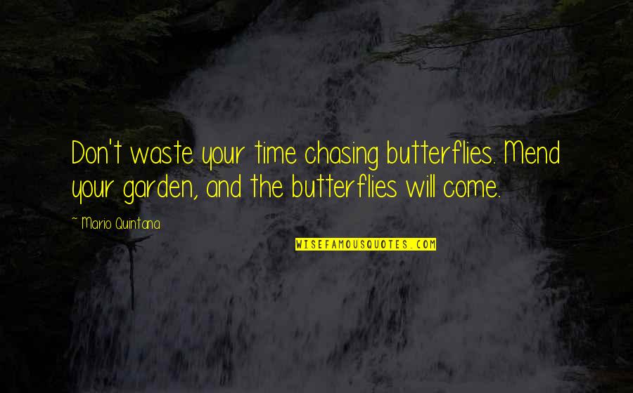 Bitmesh Quotes By Mario Quintana: Don't waste your time chasing butterflies. Mend your