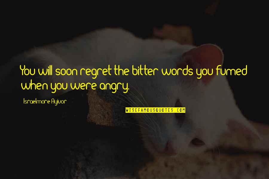 Bitterness And Anger Quotes By Israelmore Ayivor: You will soon regret the bitter words you