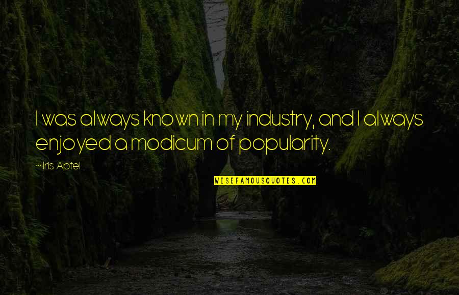 Bitterness And Hatred Quotes By Iris Apfel: I was always known in my industry, and