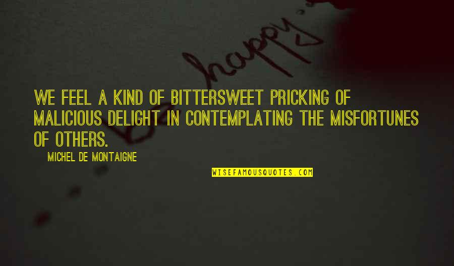 Bittersweet Quotes By Michel De Montaigne: We feel a kind of bittersweet pricking of