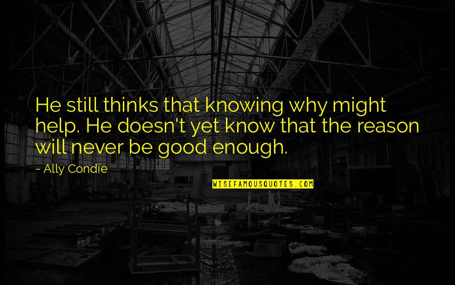 Bizonys G Quotes By Ally Condie: He still thinks that knowing why might help.