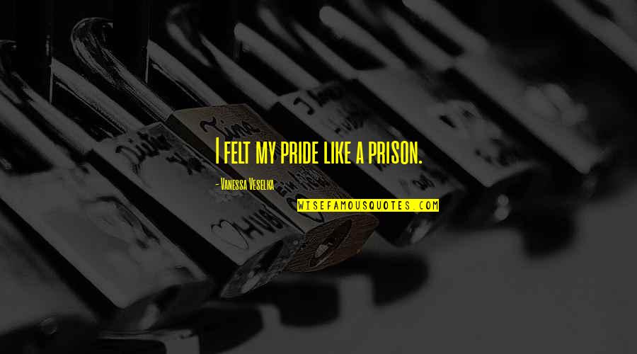 Bizonytalan Angolul Quotes By Vanessa Veselka: I felt my pride like a prison.