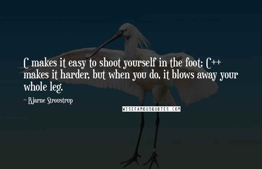 Bjarne Stroustrup quotes: C makes it easy to shoot yourself in the foot; C++ makes it harder, but when you do, it blows away your whole leg.