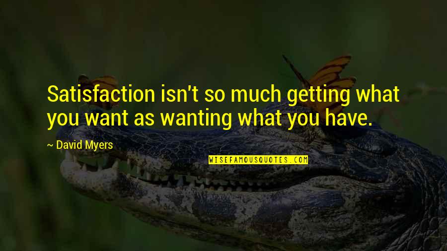 Bjergk Den Quotes By David Myers: Satisfaction isn't so much getting what you want