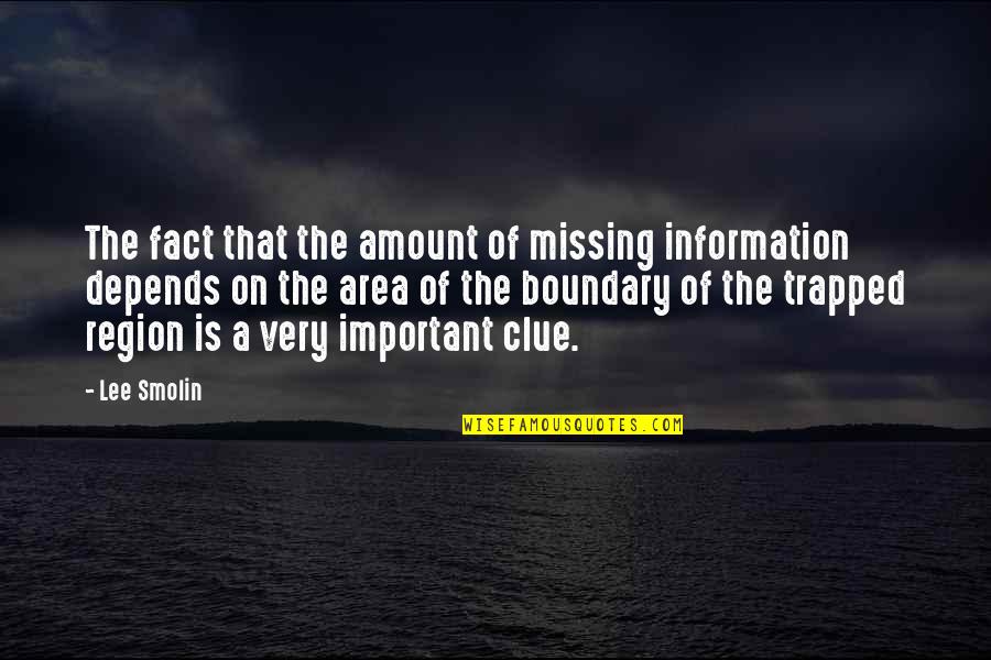 Bjerkness Scott Quotes By Lee Smolin: The fact that the amount of missing information Bjerkness Scott Quotes By Lee Smolin: The fact that the amount of missing information