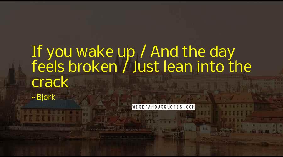 Bjork quotes: If you wake up / And the day feels broken / Just lean into the crack