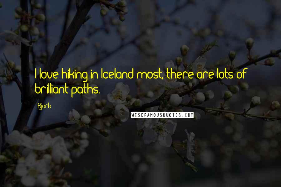 Bjork quotes: I love hiking in Iceland most, there are lots of brilliant paths.