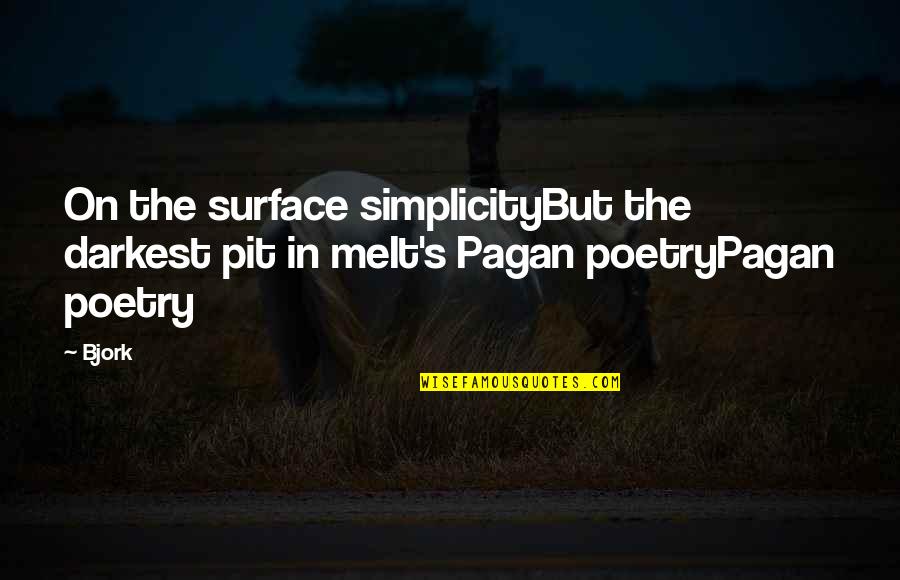 Bjork's Quotes By Bjork: On the surface simplicityBut the darkest pit in